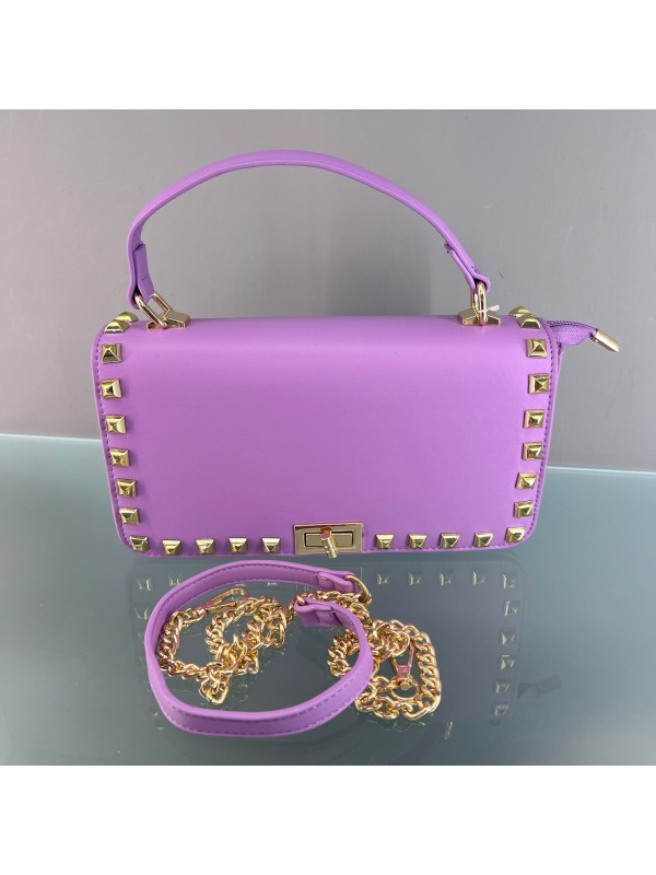 BORSA CON BORCHIE VIOLA